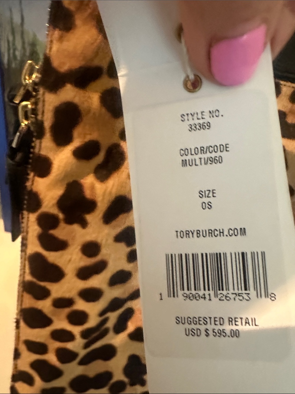 NWT Tory Burch Leopard-Print Shoulder Bag in Black and Brown - Picture 4 of 8